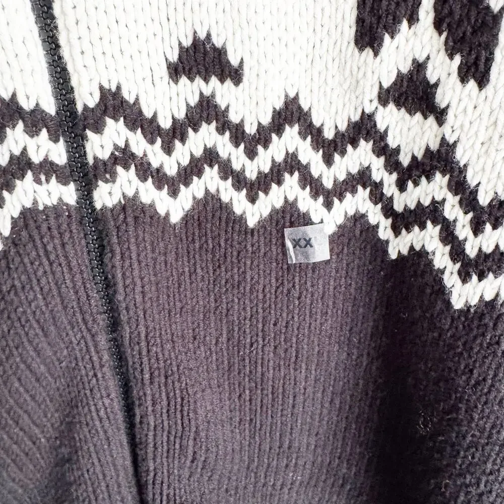 EXPRESS Men's Nordic Fair Isle Holiday Chunky Zip Sweater Cardigan Full Zip XXL