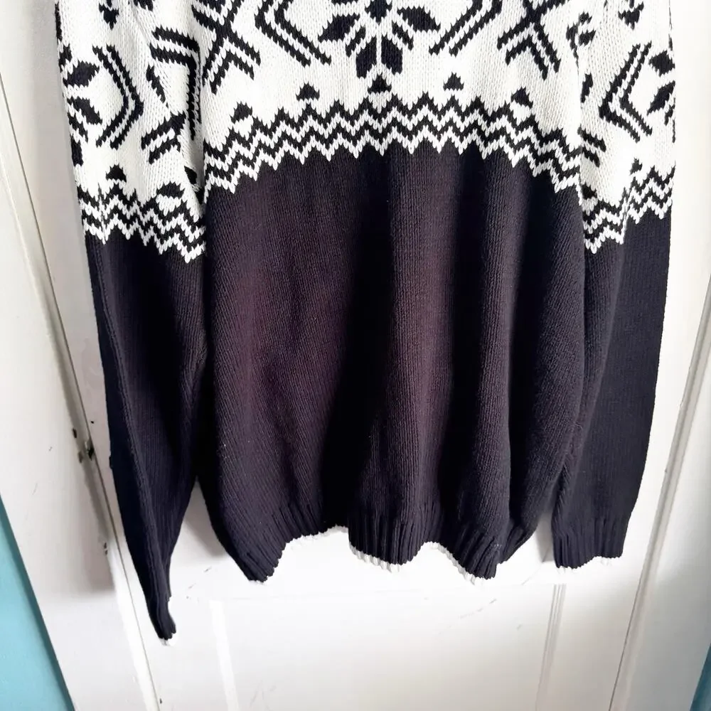 EXPRESS Men's Nordic Fair Isle Holiday Chunky Zip Sweater Cardigan Full Zip XXL