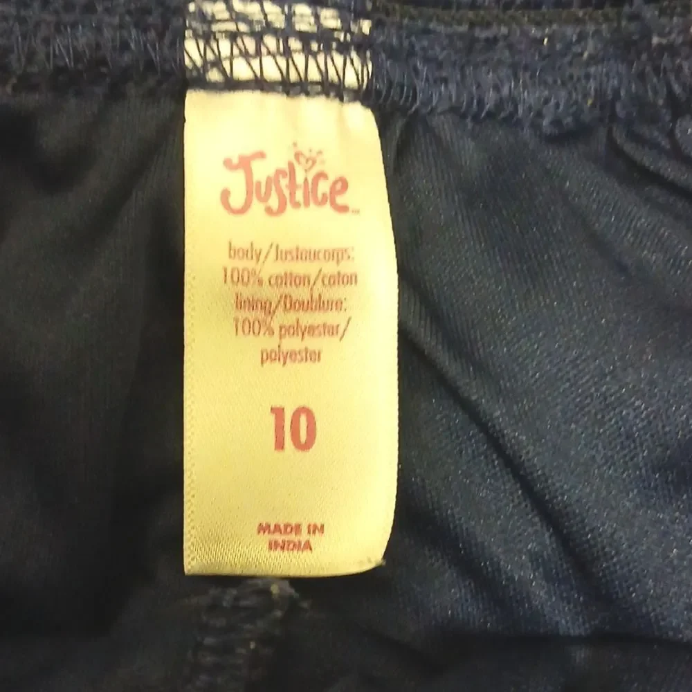 JUSTICE Girls Size 10 Crocheted Top/Lined Dress Shorts Navy Blue