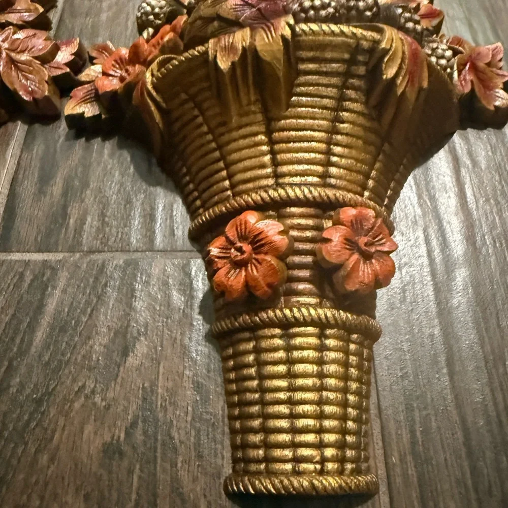 Gold and Orange Decorative Wall Hooks with Floral Design vintage burwood wall de