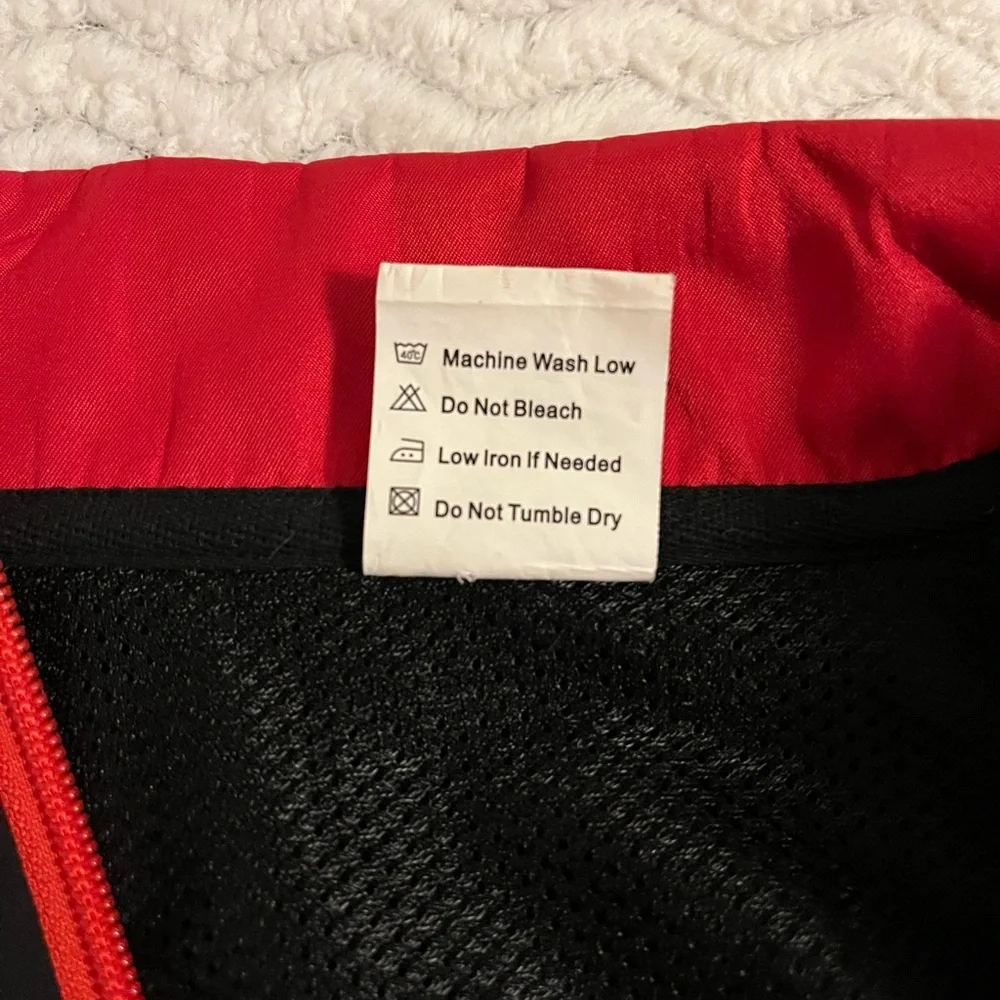 Wosawe Black Red Cycling Long Sleeve Zipper Closure Pocket Reflective Jacket L