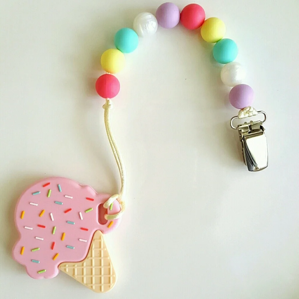 Sale!!! Delicious Silicone ICE CREAM Teether Clip