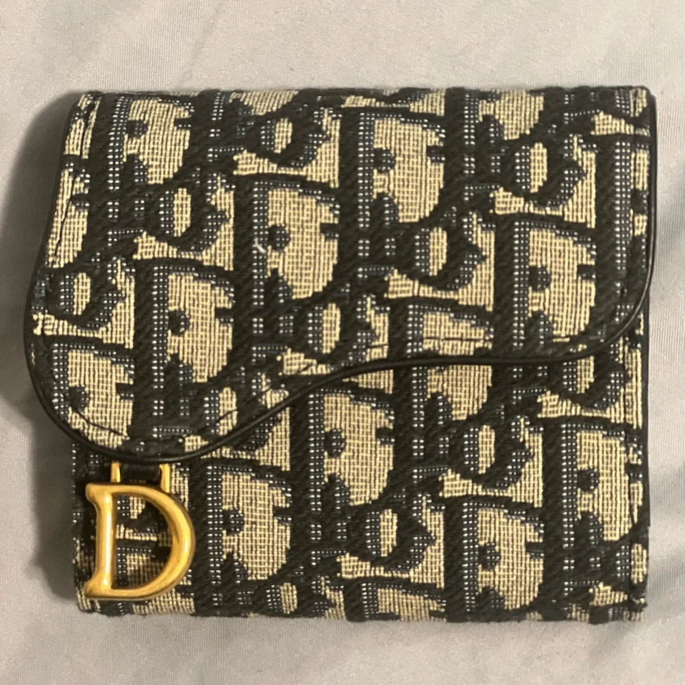 Saddle Lotus Wallet Blue Dior Oblique Jacquard