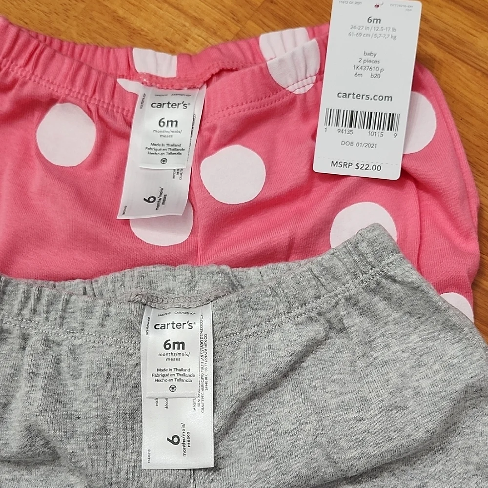 Carter's Pink and Gray Diaper Covers with Elastic Comfort