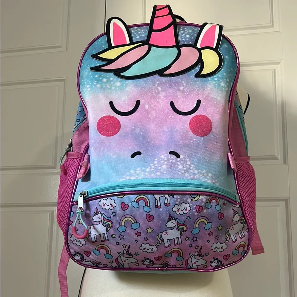 Pink and Blue Unicorn Fantasy Standard Size School Backpack