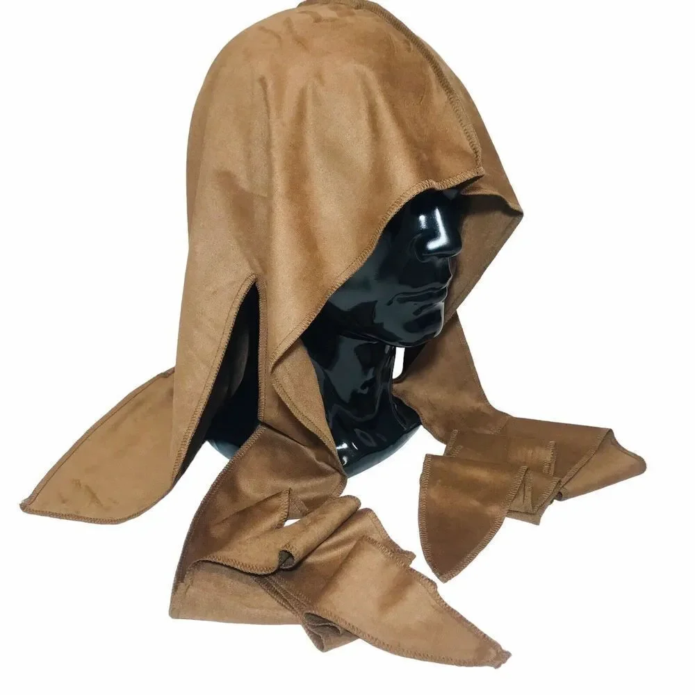 Suede Durag Long Tail Head Scarf Light Brown Turban Head Cap Wage