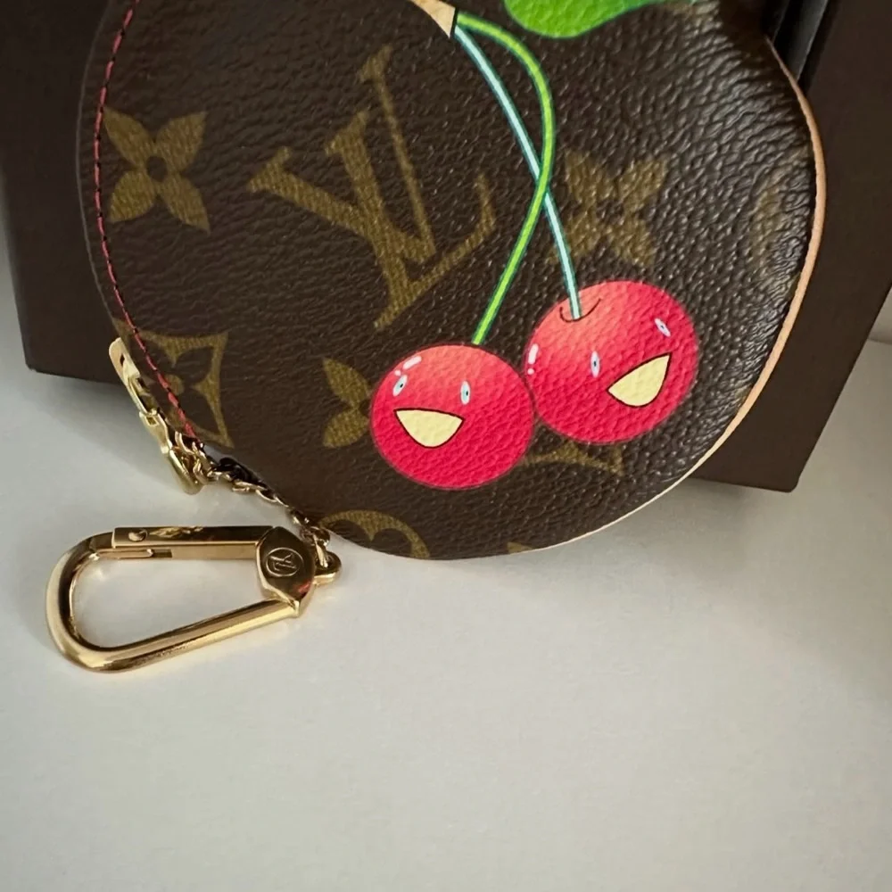 🍒 Murakami Louis Vuitton cherry bag charm coin purse! Cerises pouch