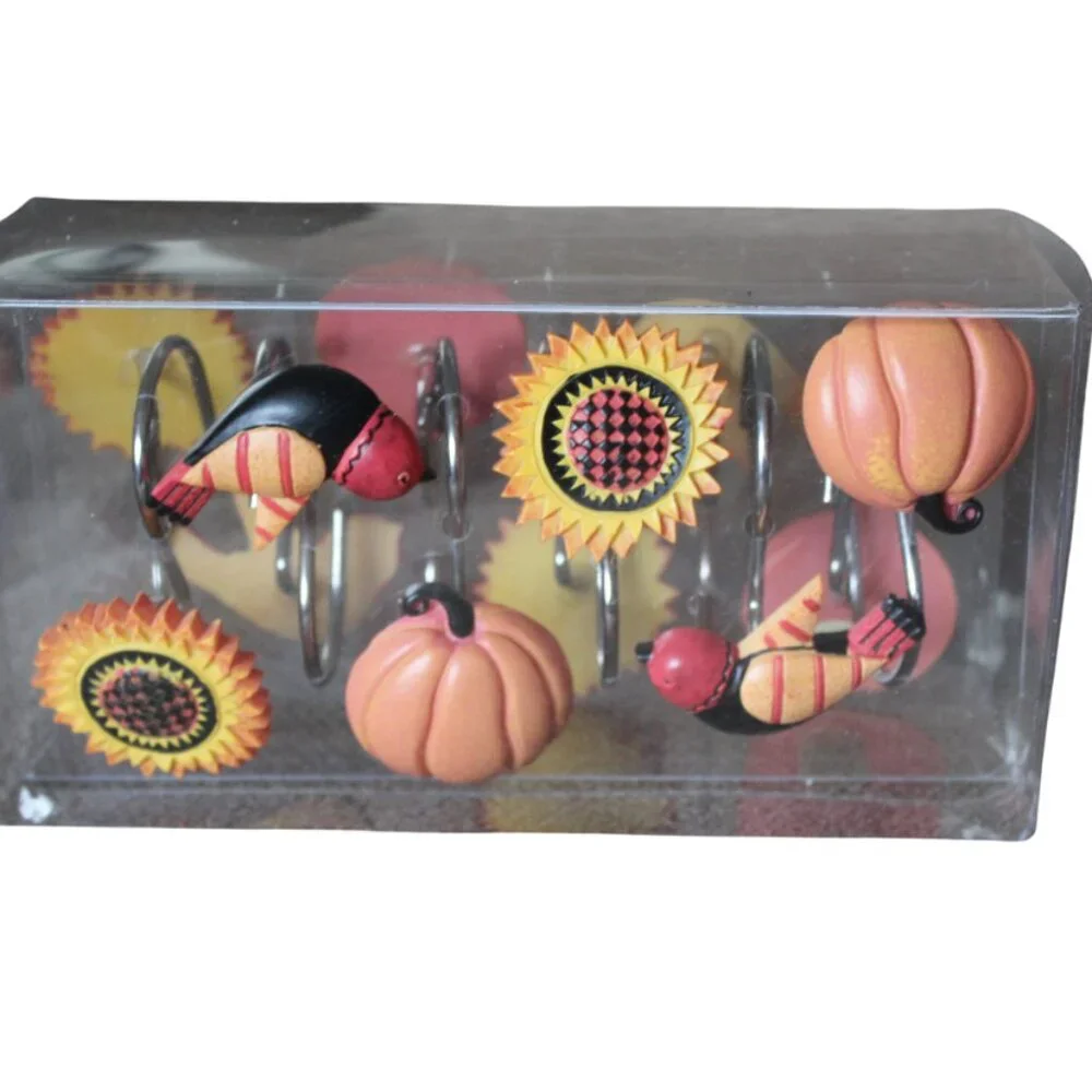 Harvest Home Shower Hooks Bernadette Deming Penny Lane Fall Pumpkin Bird NEW