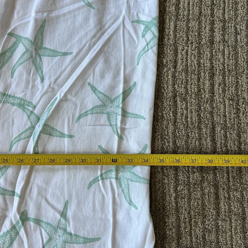 White and Green Starfish Shower Curtain