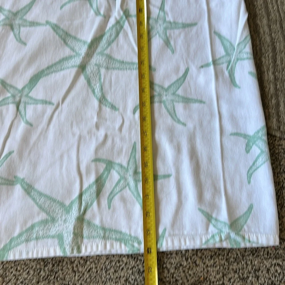 White and Green Starfish Shower Curtain