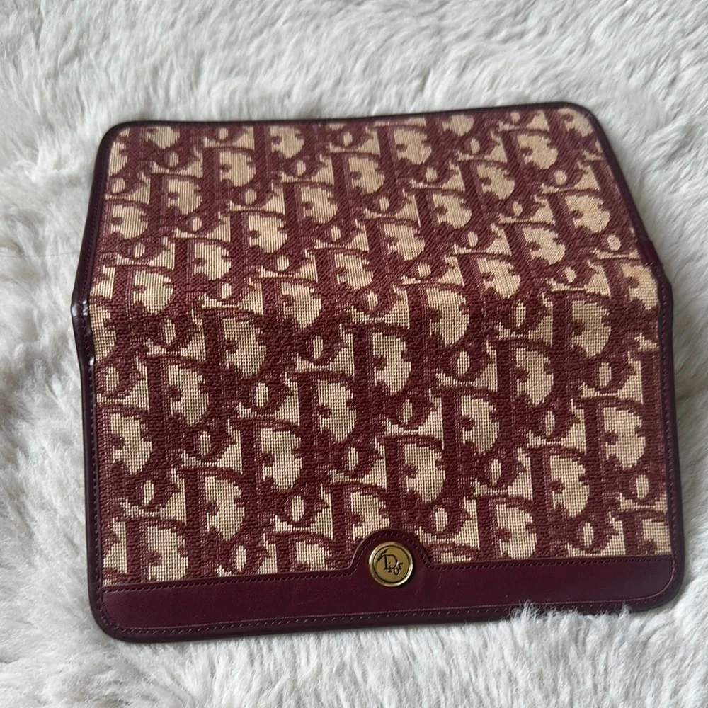 Dior Burgundy Wallet with Iconic Monogram Design