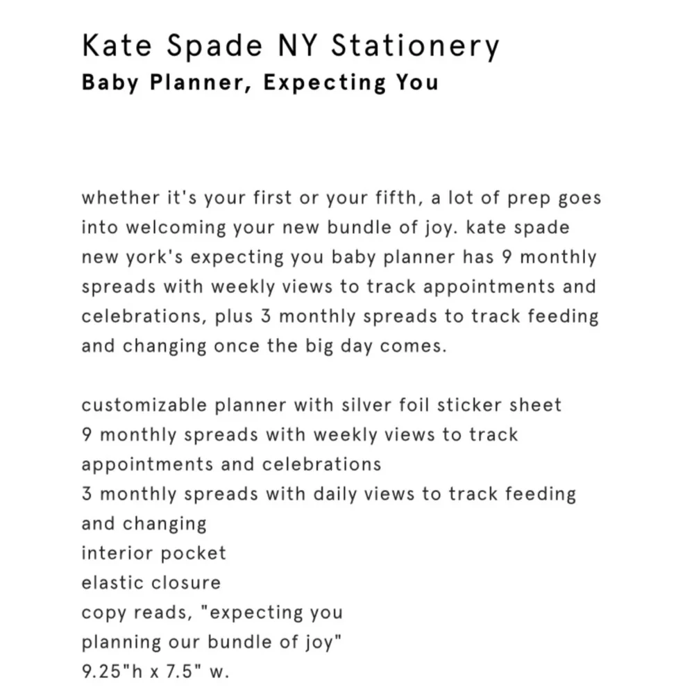 Kate Spade Expecting You Planning Our Bundle of Joy Planner