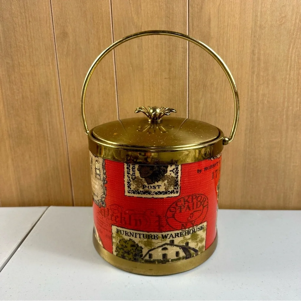 Vintage Ice Bucket Serv-Master Creations Advertising Mid Century Modern Red
