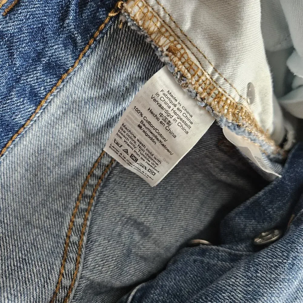 Madewell Mini Skirt Womens 25 Blue Rigid Denim A Line Distressed Boho Grunge