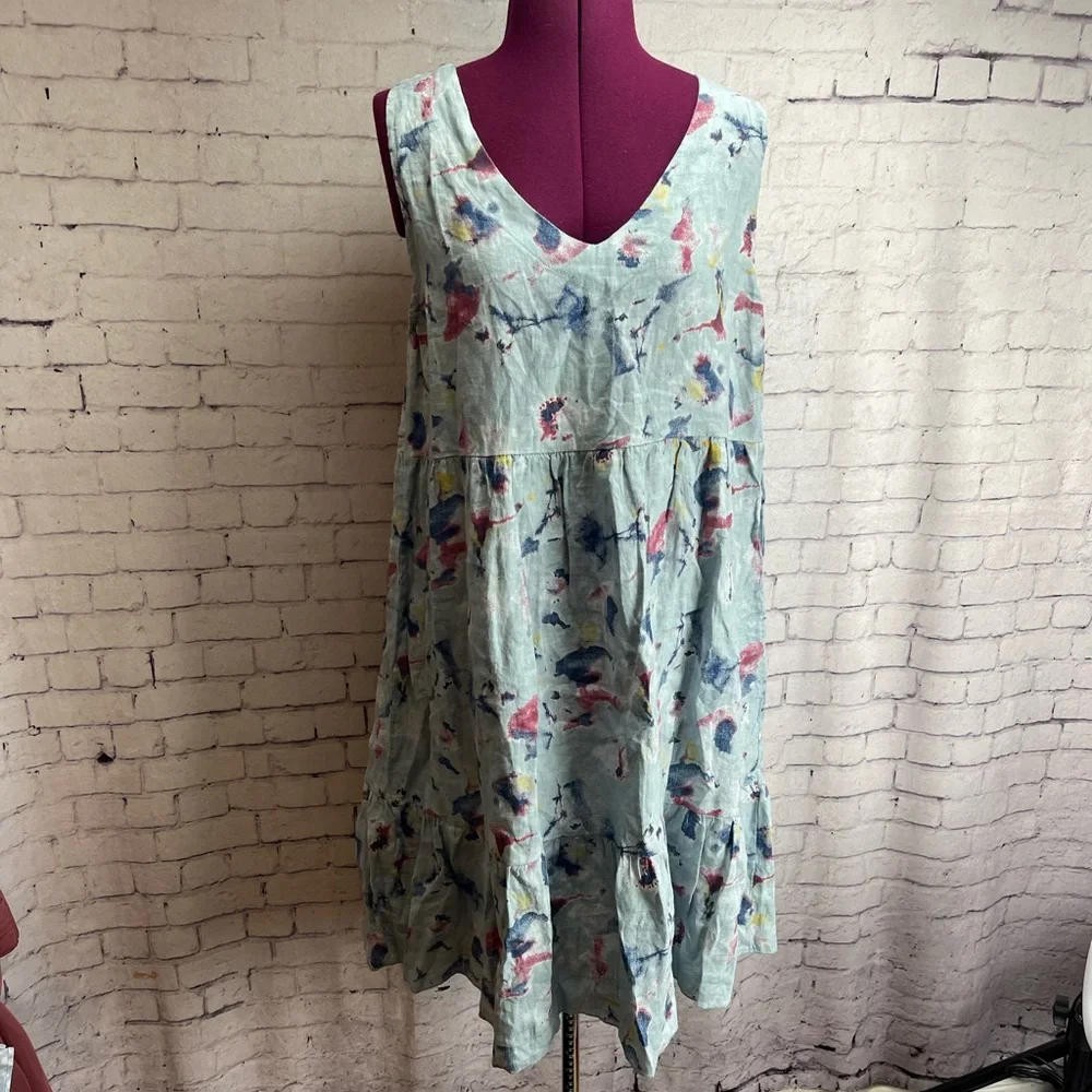Bellambra size large blue floral print linen dress