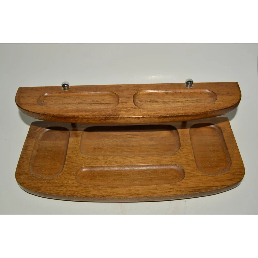 Vintage MINTY Wooden Men's Dresser Jewelry Watch Cuff Links Tie Bars Organizer