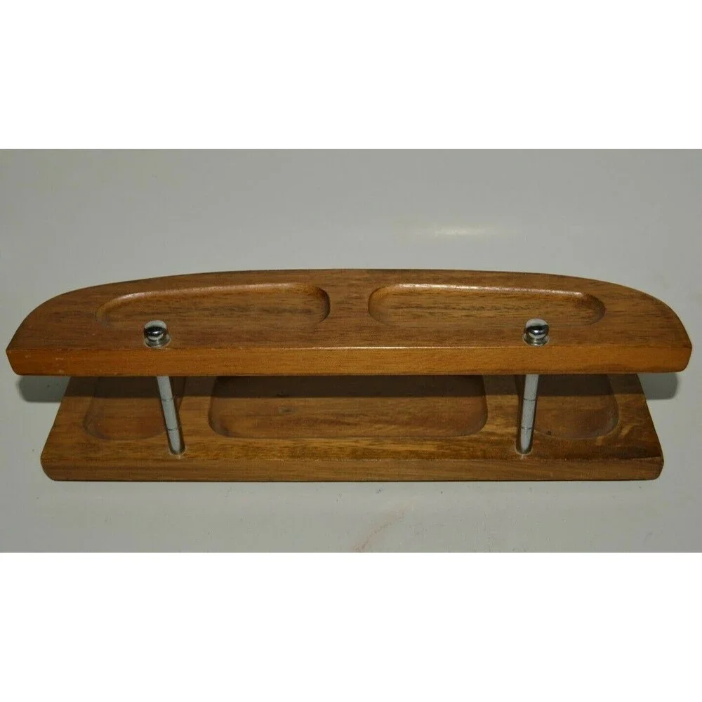 Vintage MINTY Wooden Men's Dresser Jewelry Watch Cuff Links Tie Bars Organizer