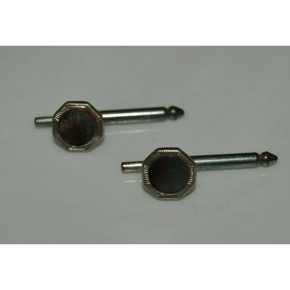 Vintage Octagon Art Deco Abalone Mother of Pearl Shell Gray Cuff Links Rare