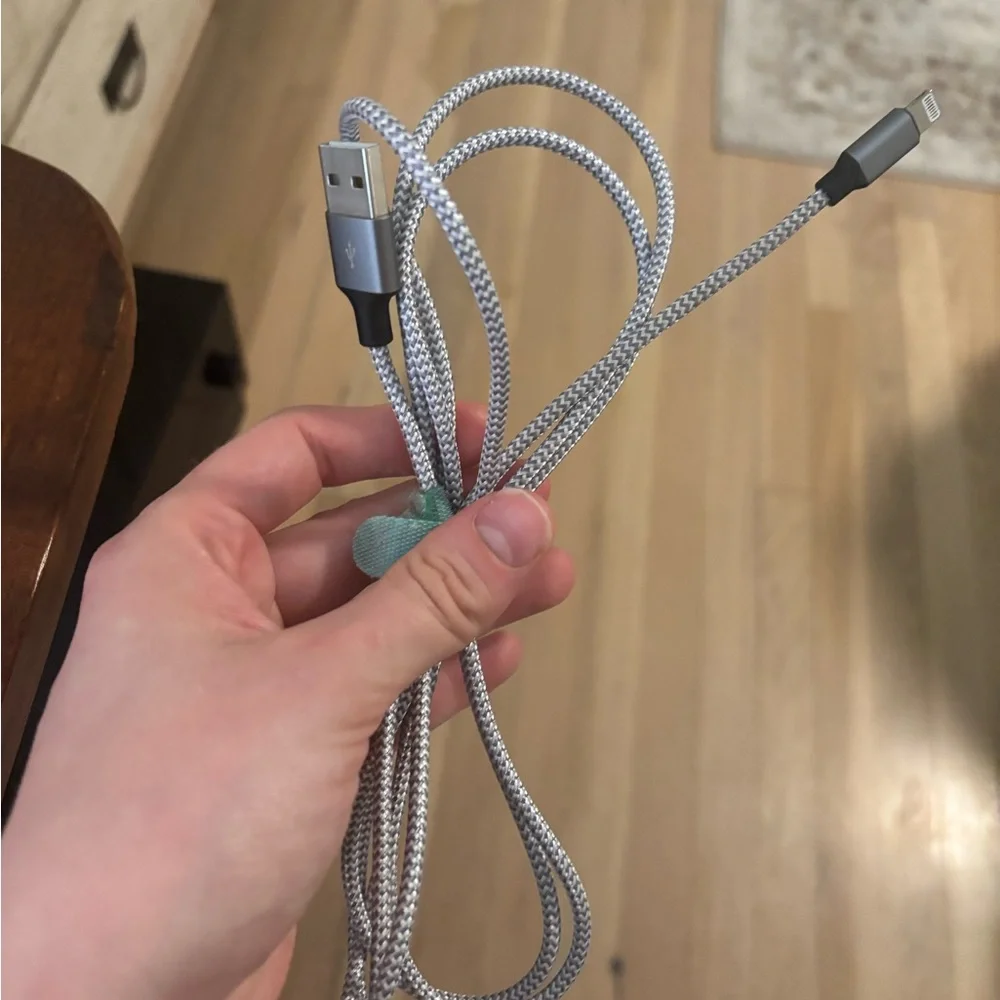 Braided Silver USB Charging Cable Apple long Lightning Chord