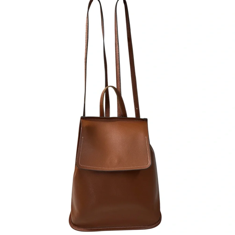 Zara Brown Faux Leather 12x11x5 Backpack