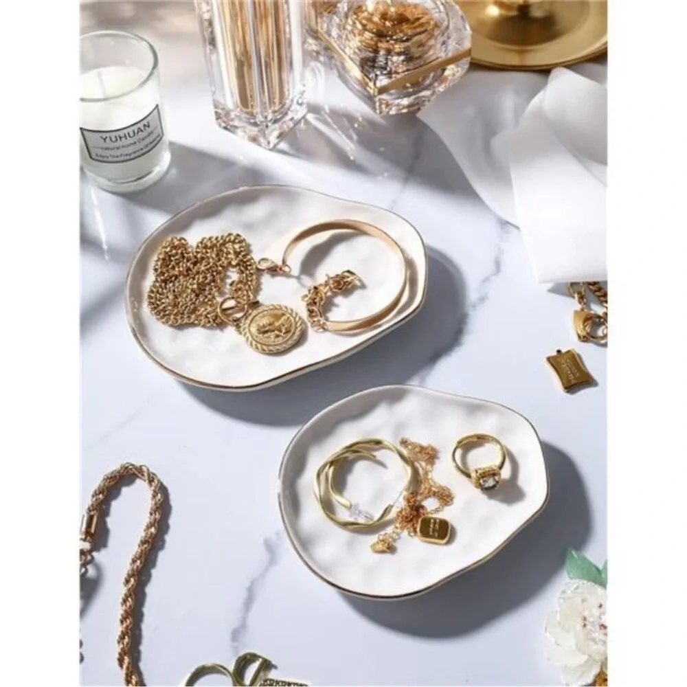 Jewelry Dish Set of 2, Large Jewelry Tray for More Jewelry Ring Dish