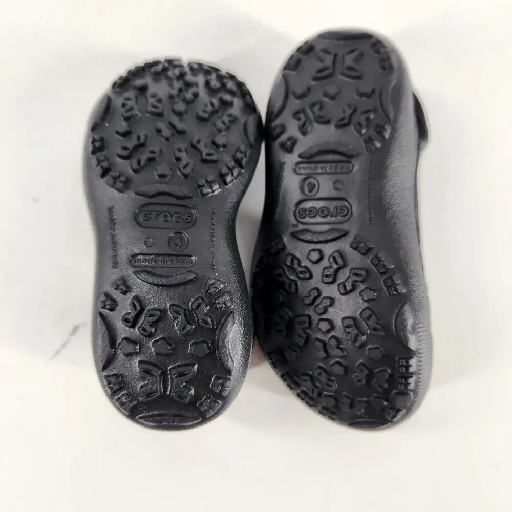 Crocs Baby Girl Size 4 Black Mary Jane Ballet Shoes