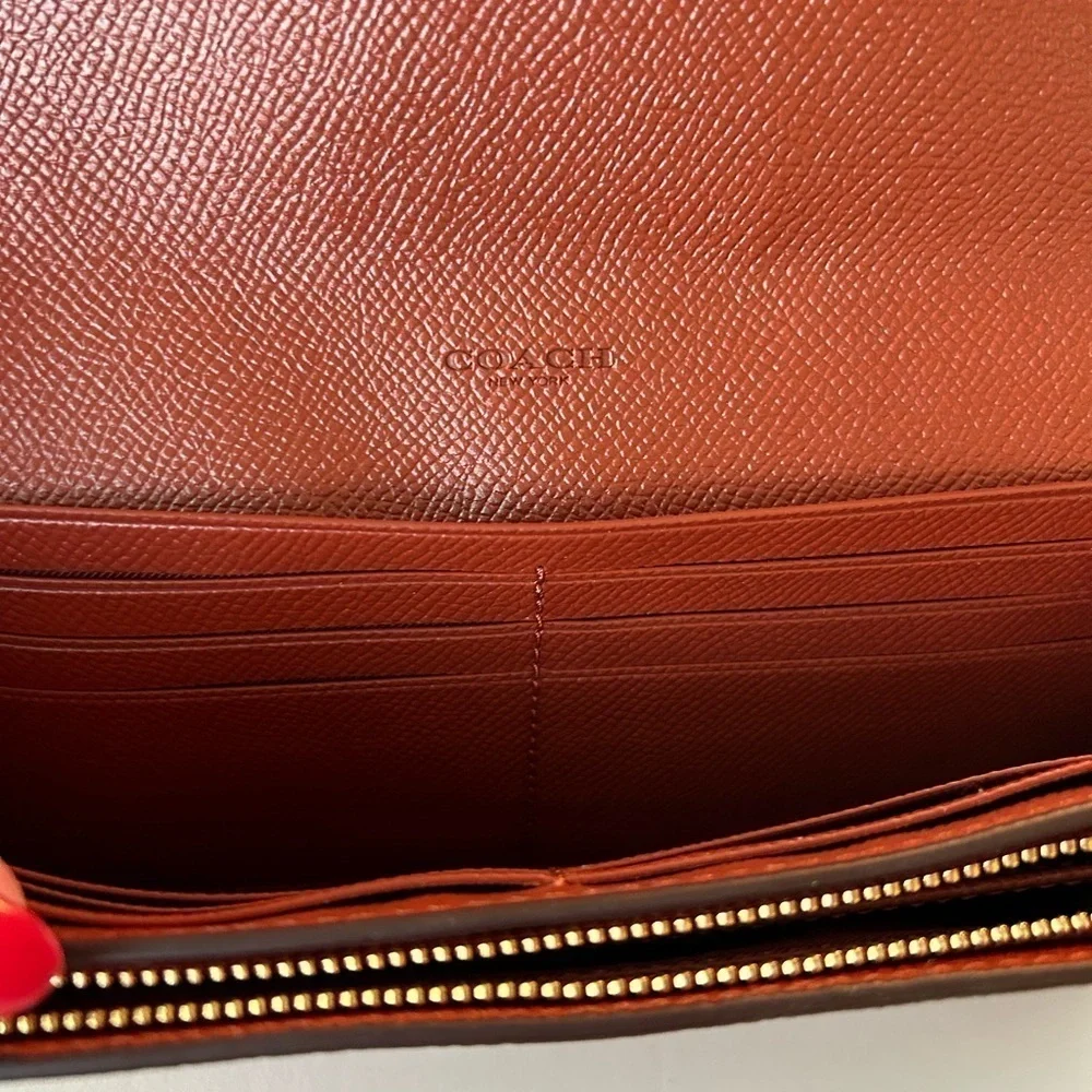 Coach NWT Color Block Leather Pink & Rust Wallet