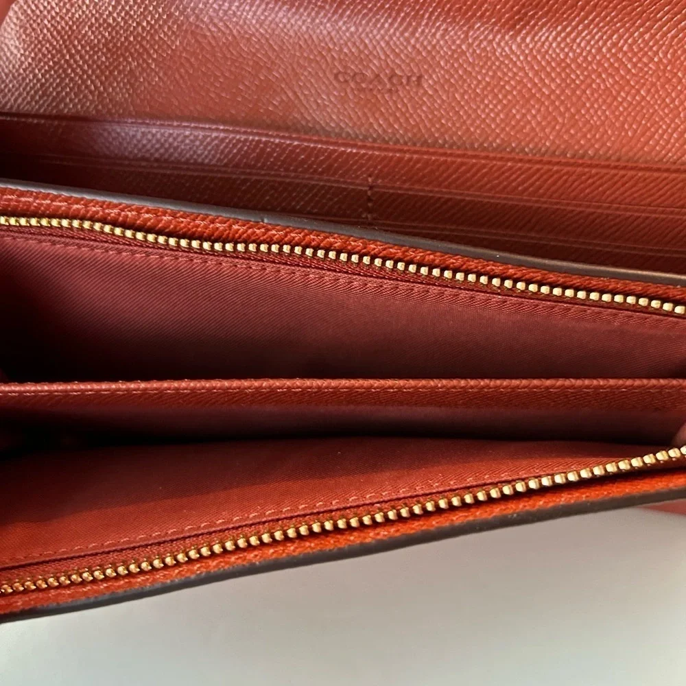 Coach NWT Color Block Leather Pink & Rust Wallet