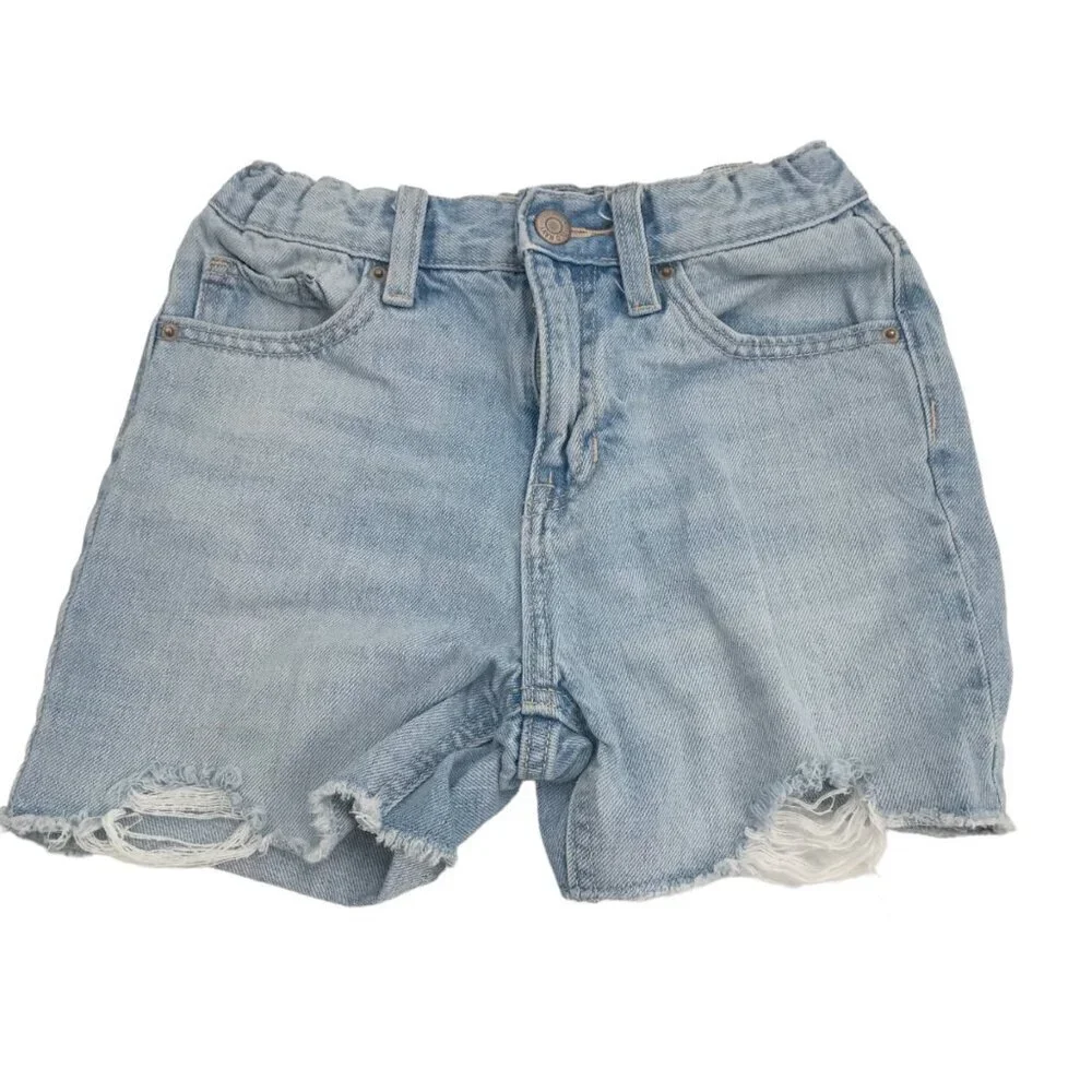 Old Navy High Rise Slouch Straight Light Wash Cut Off Shorts Youth Girls Size 7