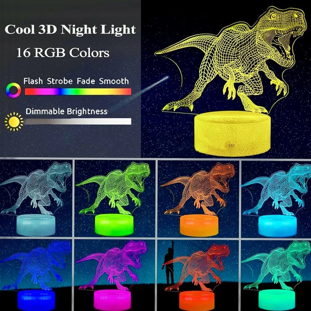 3D Dinosaur LED Night Light - Blue