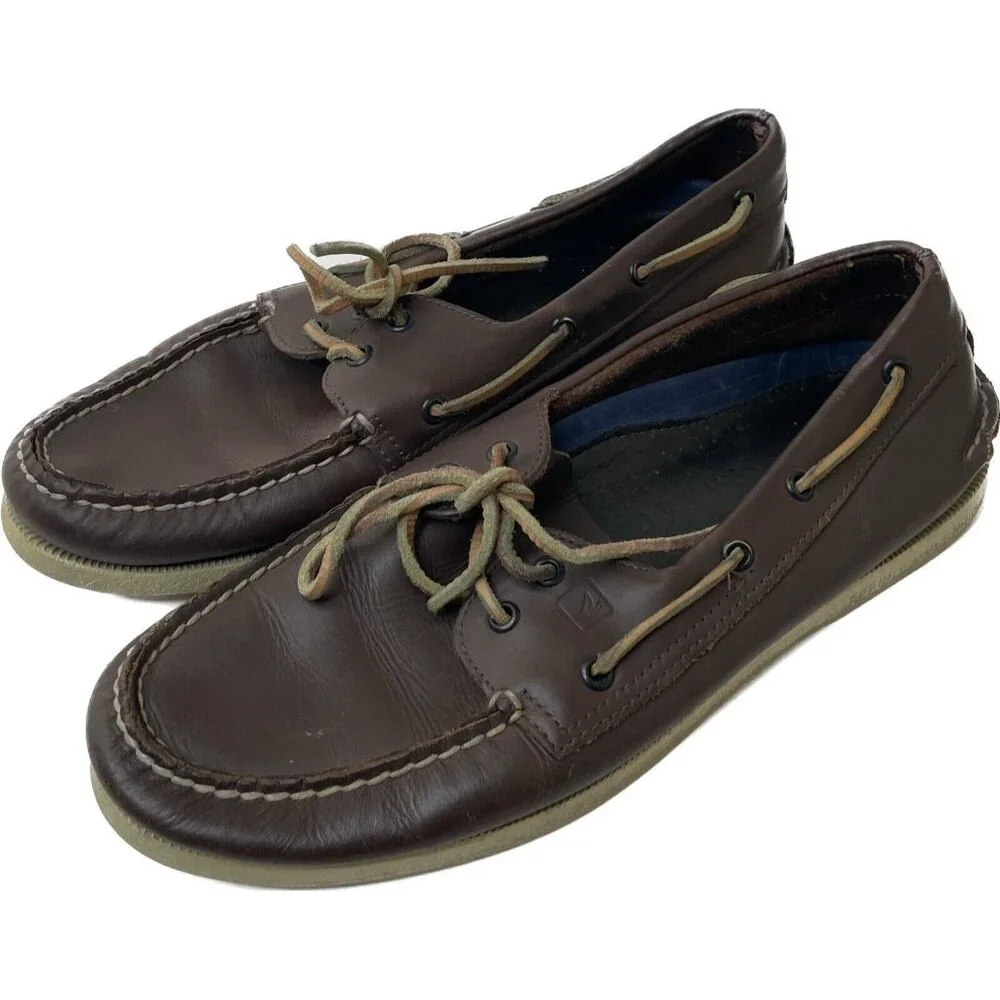 Sperry Top Sider Mens 10.5 M Brown Leather Boat Shoes Casual Loafers