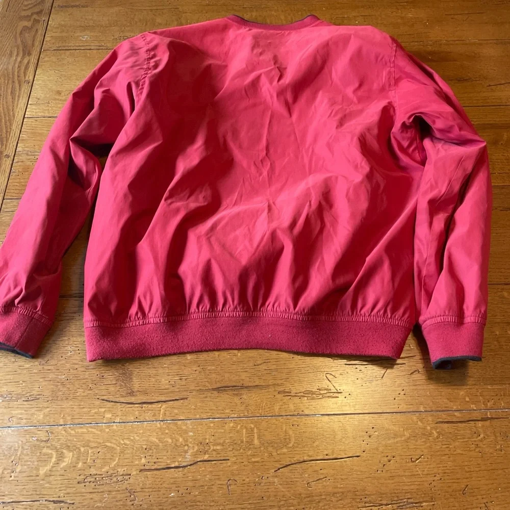 Izod Red V-Neck Pullover Golf Windbreaker Classic Style