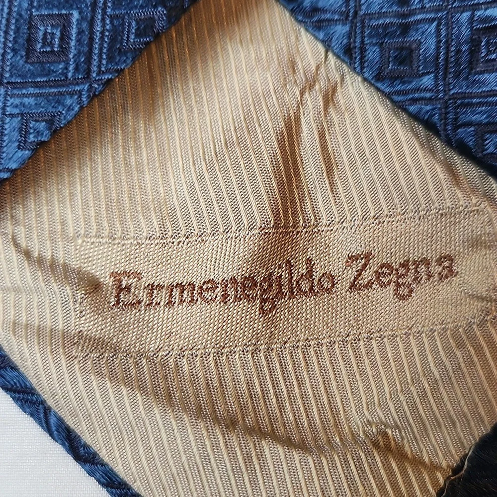 🔥clearance🔥 Ermenegildo Zegna Blue Geometric Pattern Tie