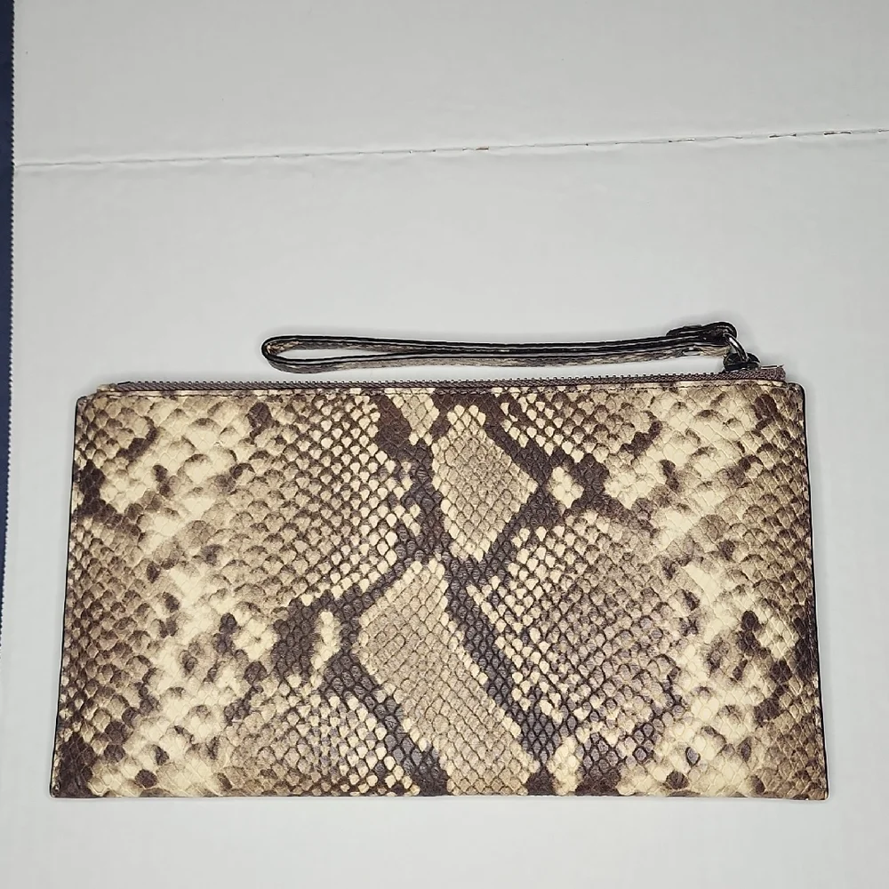 Michael Kors Brown Snake Print Studded Wristlet