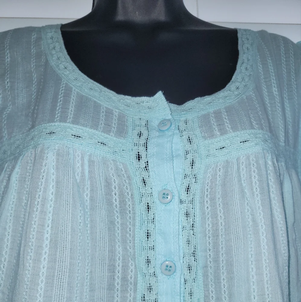 MELISSA ODABASH Size M Light Blue Ruffle Sleeve Dress Sleepwear New