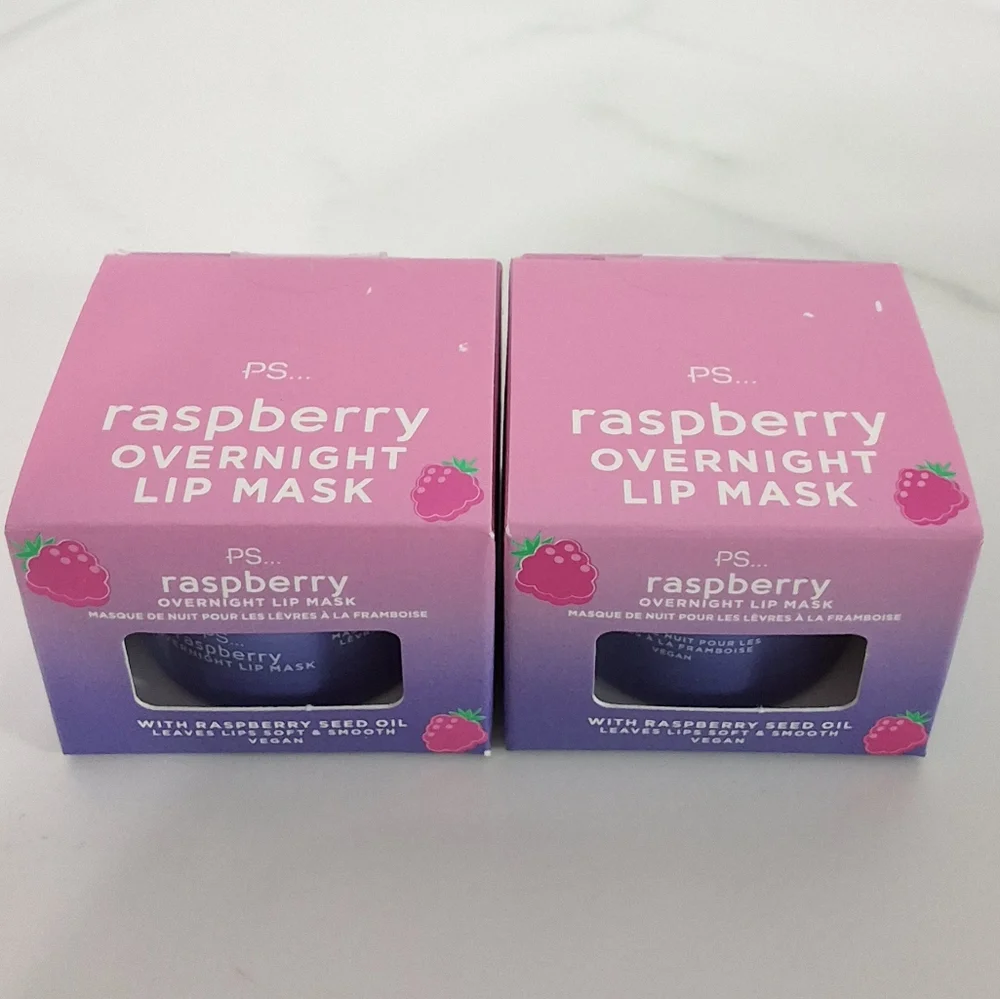 PS Raspberry Overnight Lip Mask With Raspberry Seed Oil, Bundle Of 2, NEW