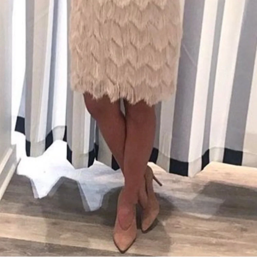 Sail to Sable Fringe Mini Skirt Cream Size 8