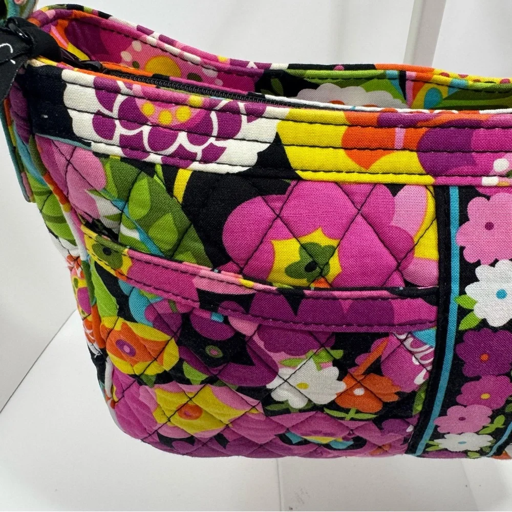 Vera Bradley Womens Colorful Floral Quilted Shoulder Bag Vibrant Pockets Zip