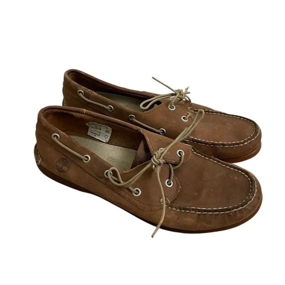 Timberland Mens Brown Genuine Leather Boat Shoes