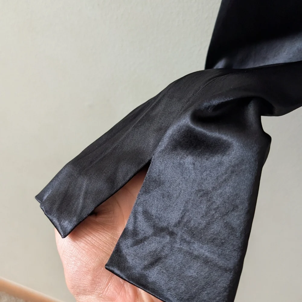 Forte Black Satin Straight Leg Pants