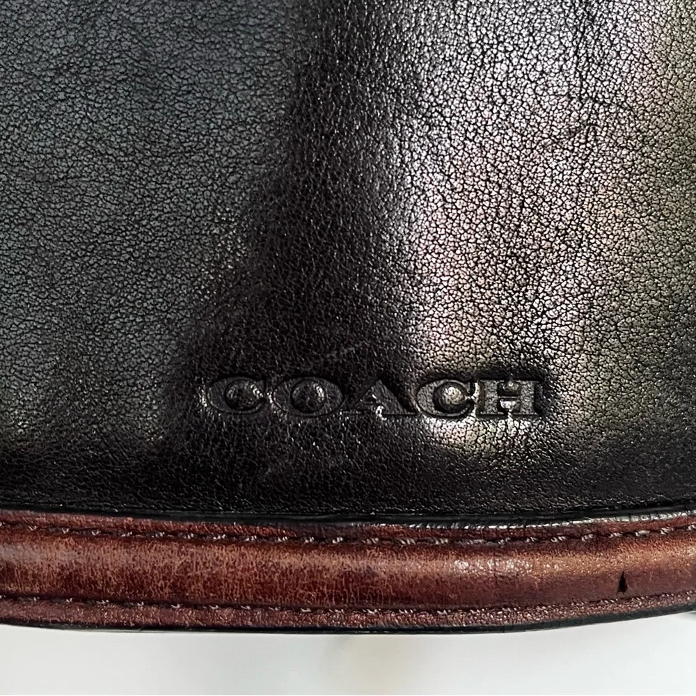 Vintage Classic COACH Black Leather Large Zippered Laptop Bag Briefcase