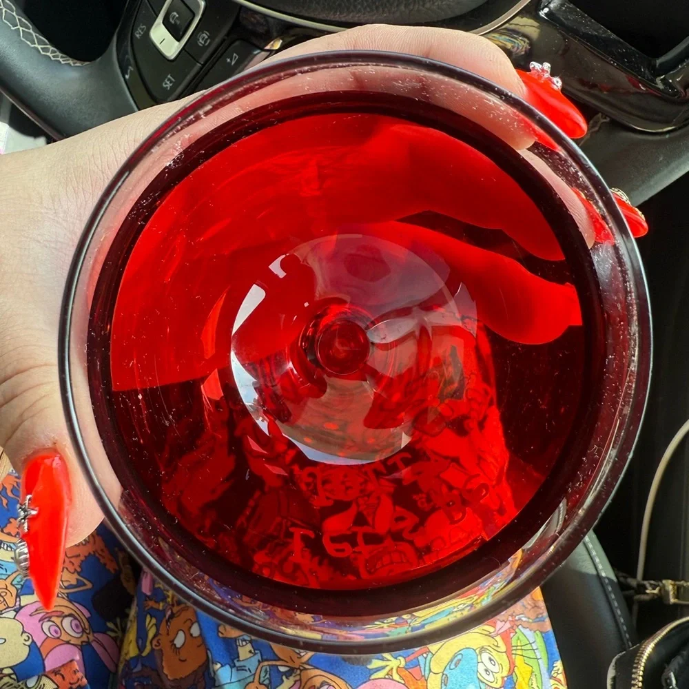 Hand painted Festive Red Wine Glass