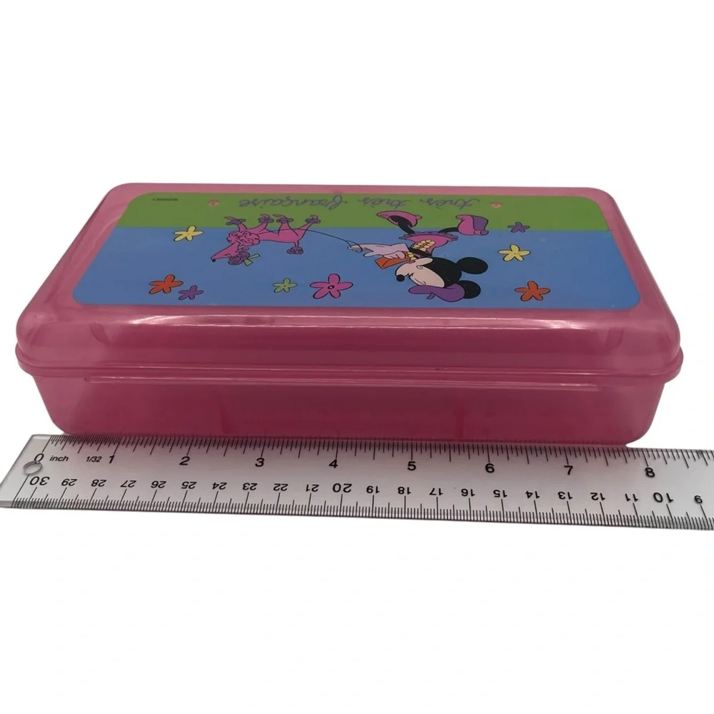 Vintage Flomo Disney French Minnie Mouse Pencil Case Heart Shaped Lock Key