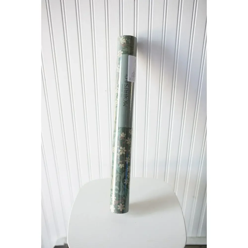 Anthropologie Morris & Co. Blackthorn Floral Green Wallpaper