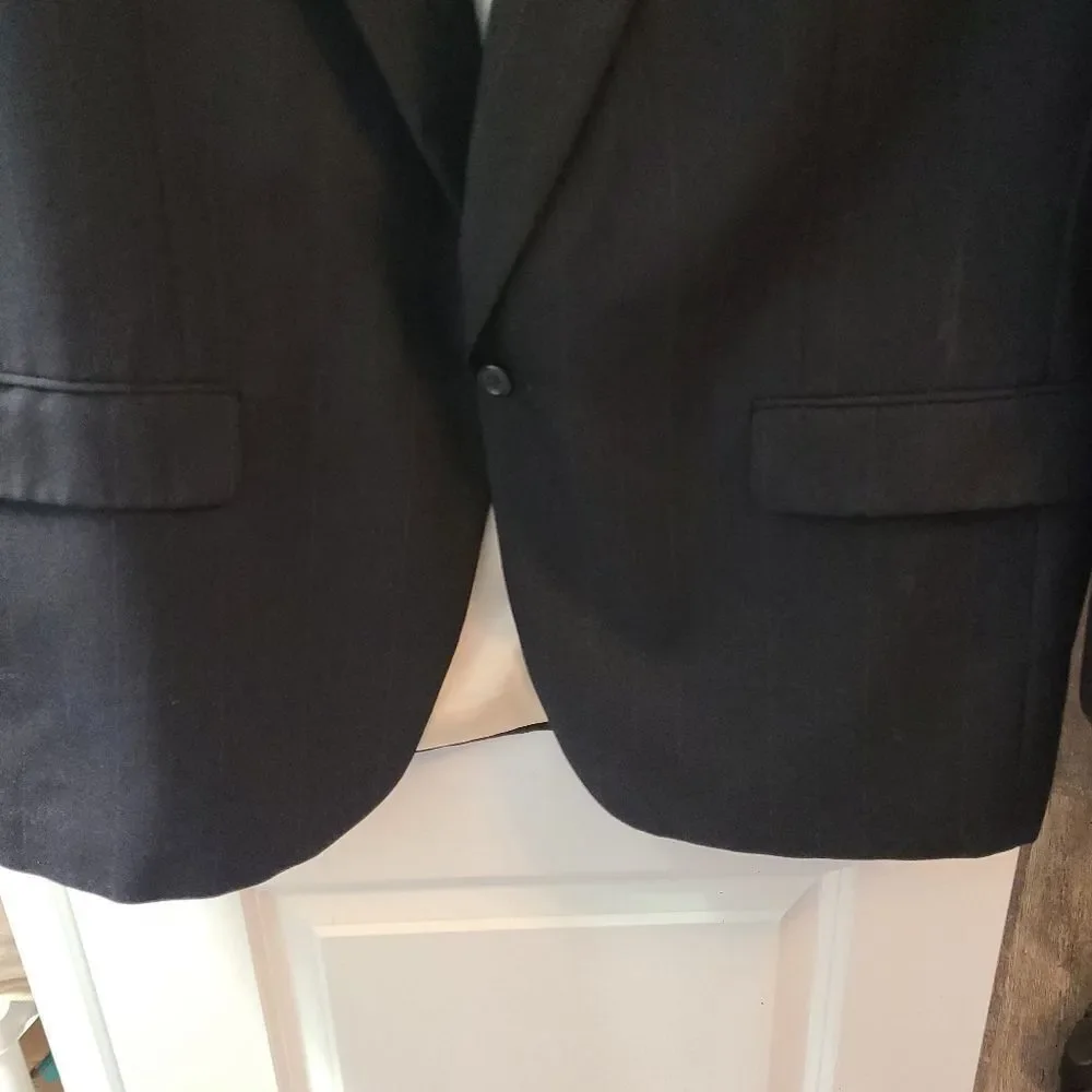 Black Wool Bill Robinson for Steven Windsor Men's Blazer Suit Jacket Sportcoat