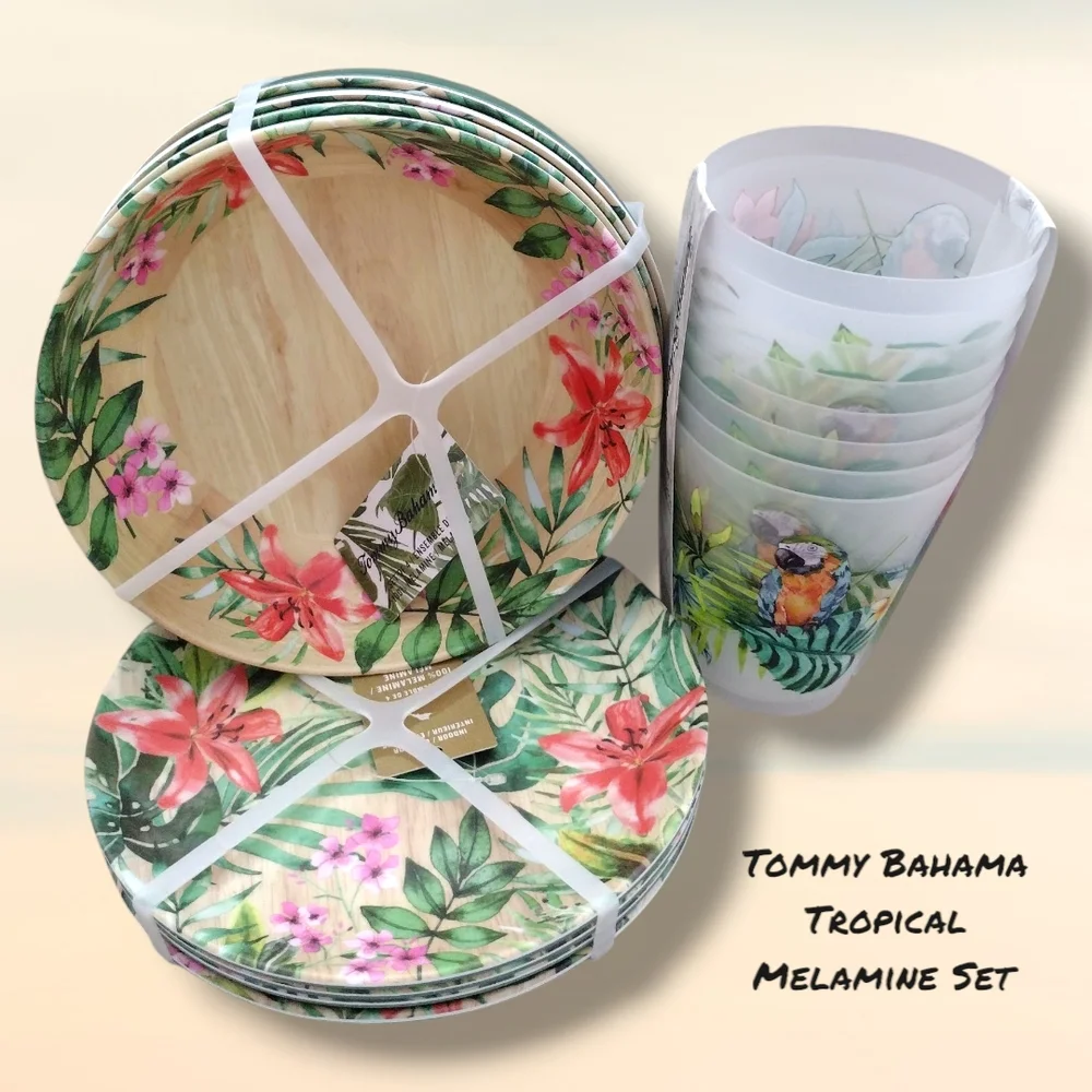 Tommy Bahama Tropical Melamine Dinnerware Set For 4