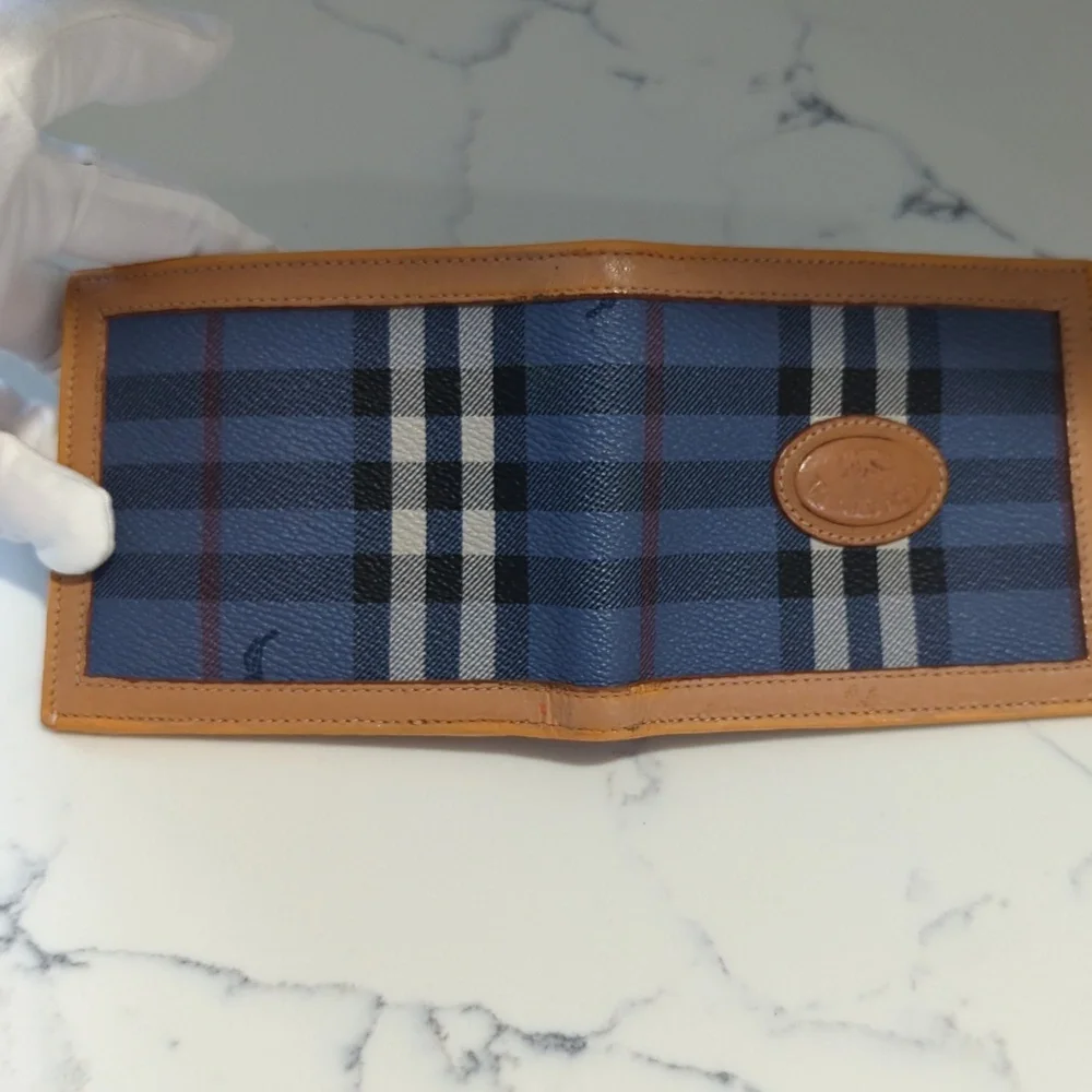 Burberry Bifold Nova Check Blue Plaid Leather Men's Wallet