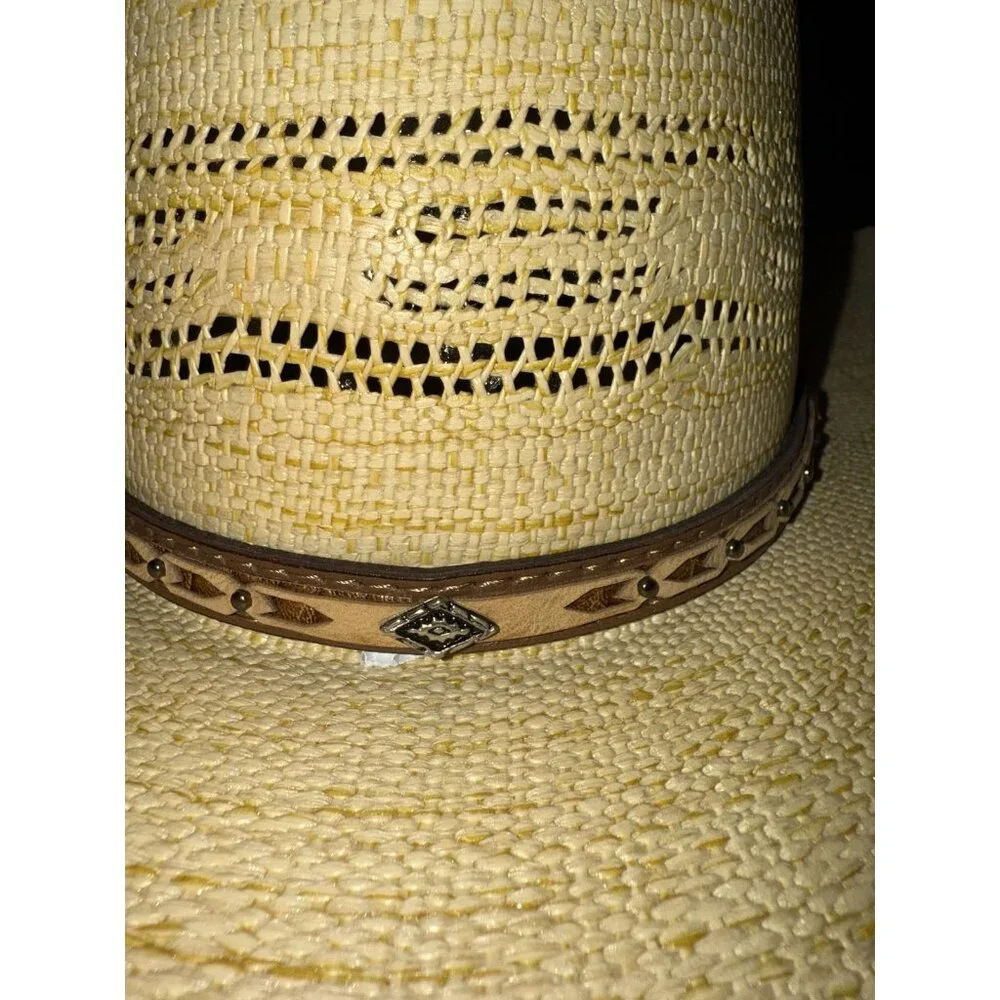 Twister Cowboy Hat Western Woven Paper Straw Hat Vented Size Large Youth Rodeo