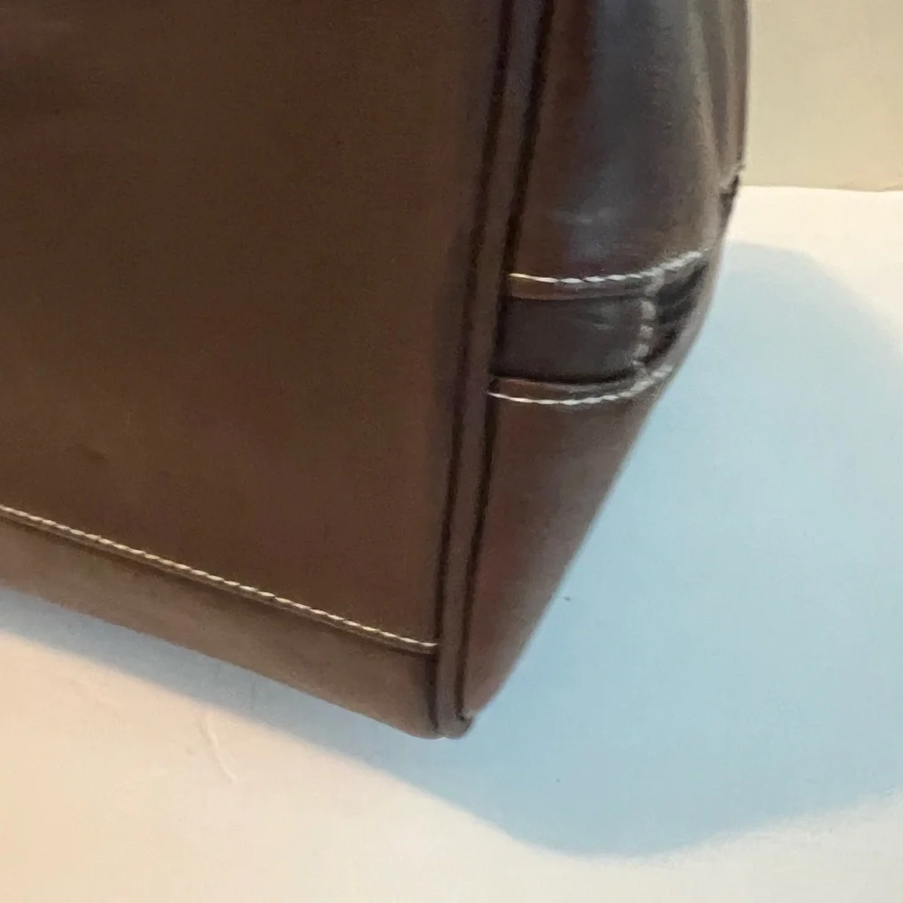 Levenger Dark Brown Leather Duffel Bag