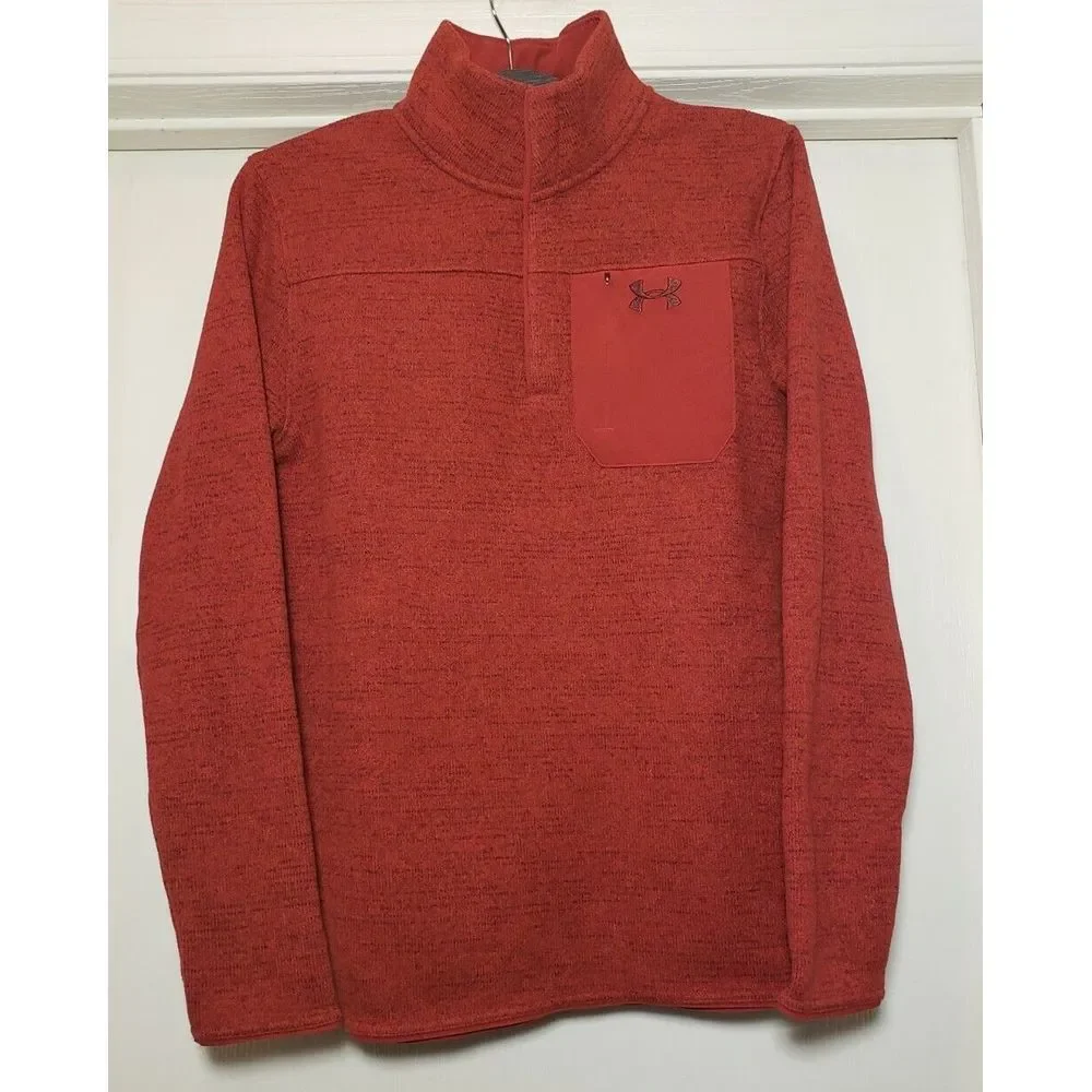 Men's Under Armour Specialist‎ Henley Sweater Size Small Red